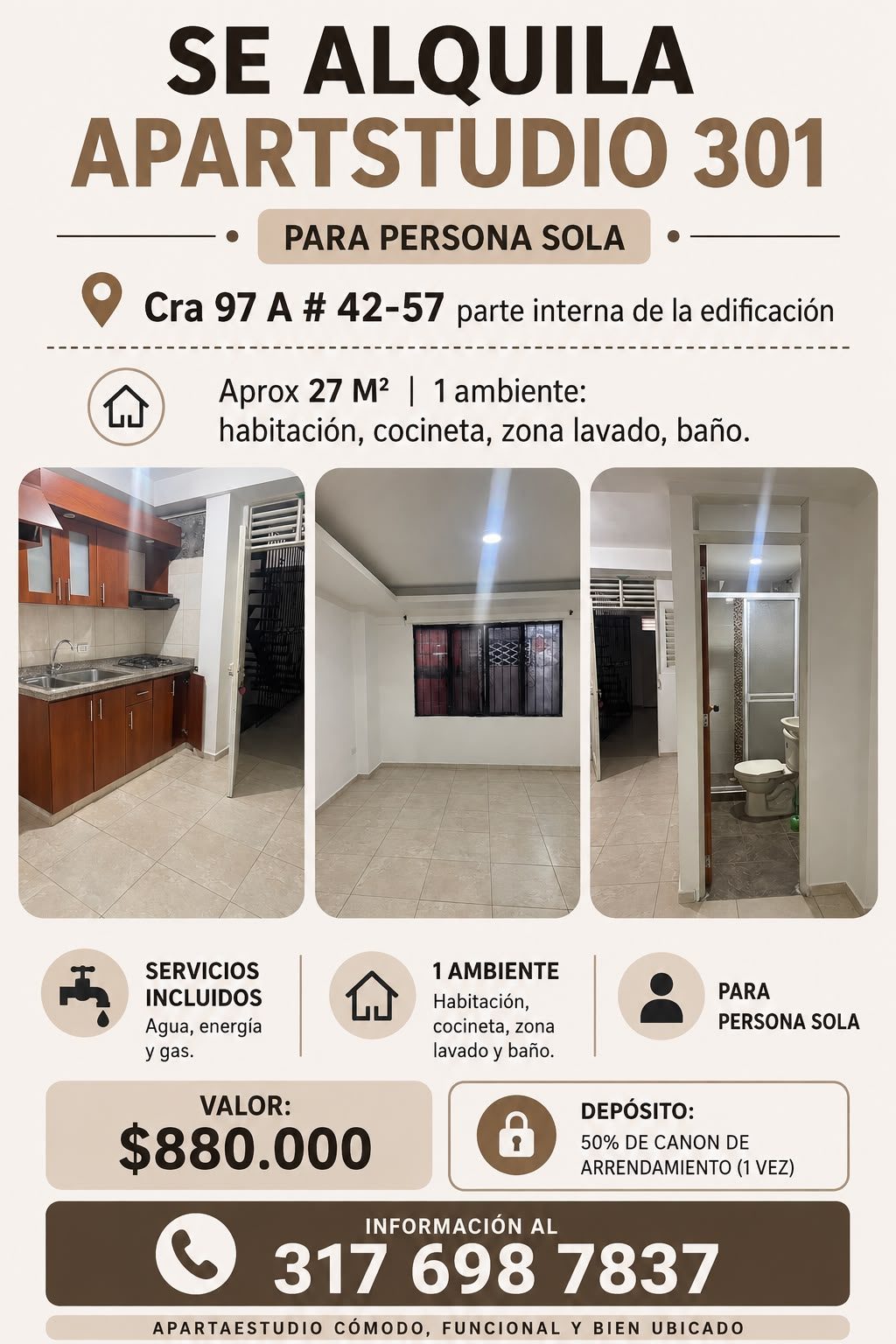 Apartaestudio en arriendo en Valle del Lili, Cali en Valle del Lili, Cali — foto 1 de 4
