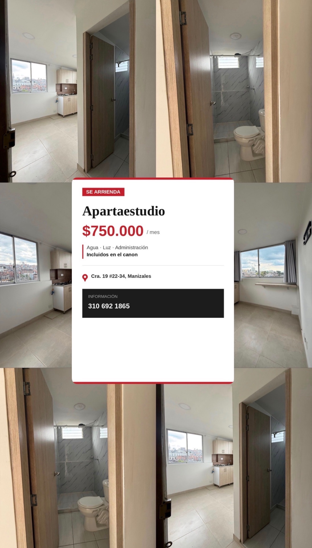 Apartaestudio en arriendo en Centro, Manizales en Cra 19 #22-34, Centro, Manizales